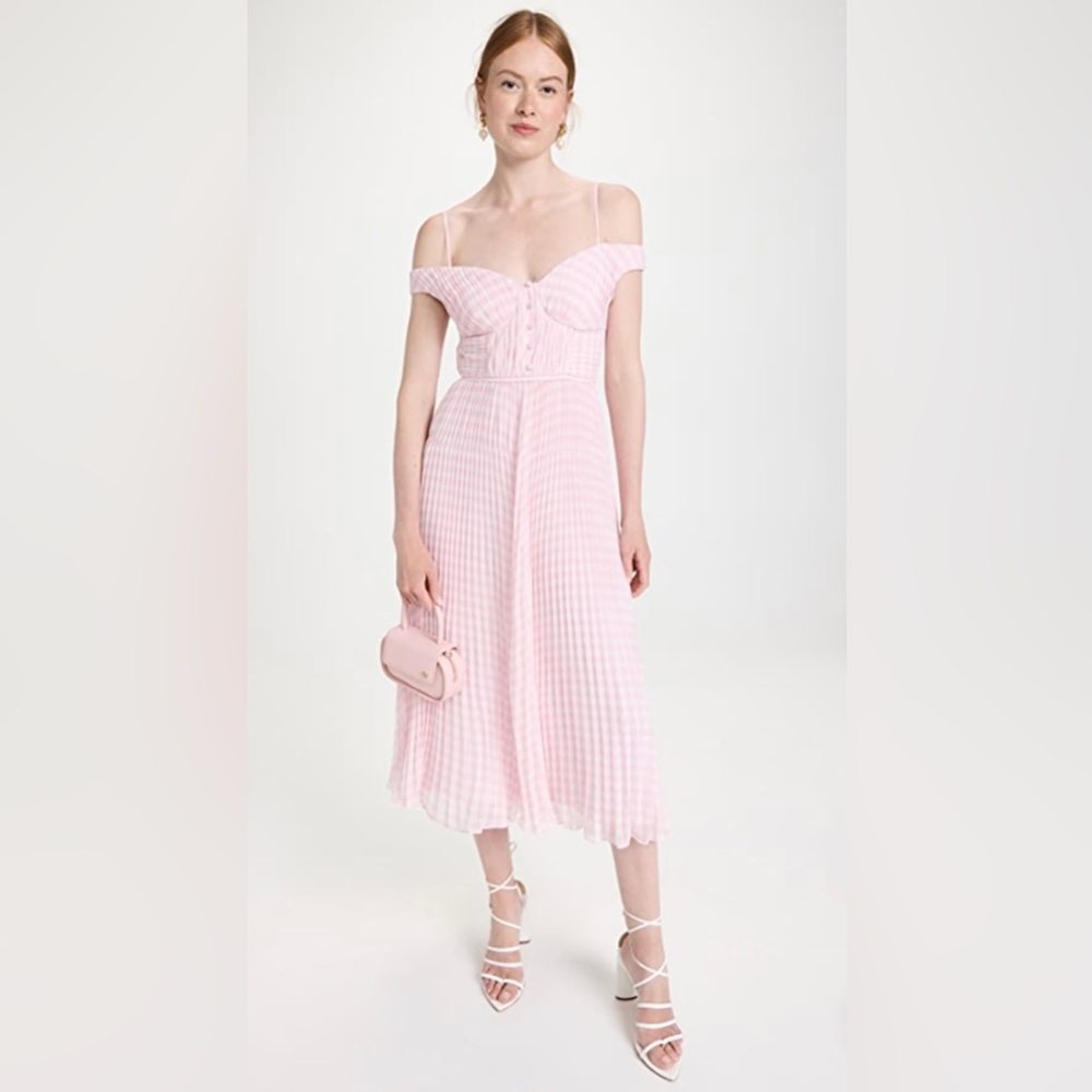 Self-Portrait Gingham Midi Dress